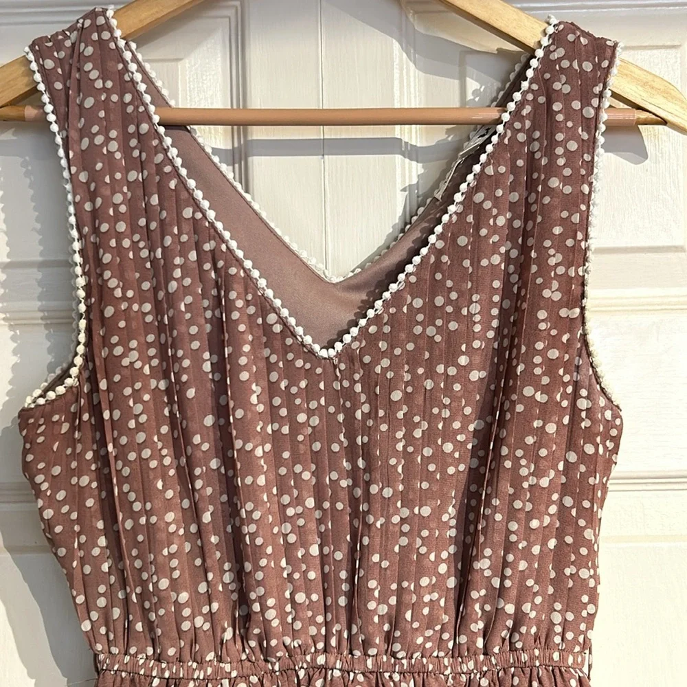 Double Zero Pleated Bodice Tank Dress Polka Dot - Picture 5 of 14